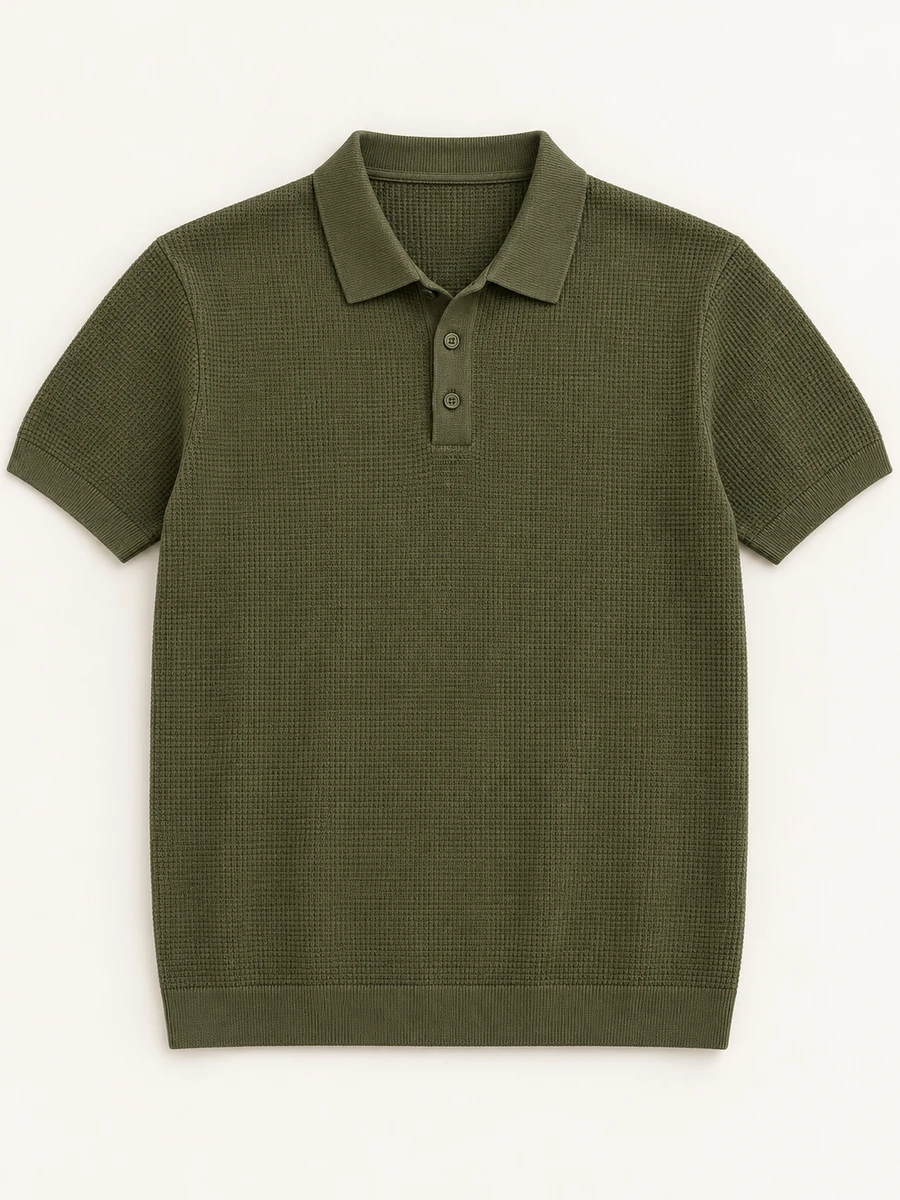 Textured Knit Polo / Olive catalog image