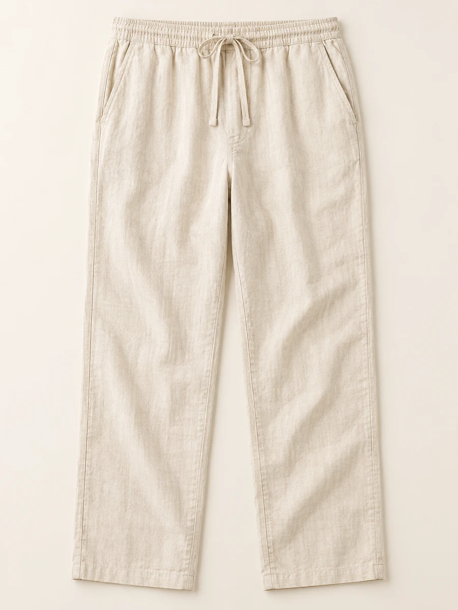 Cream Linen drawstring Trouser catalog image